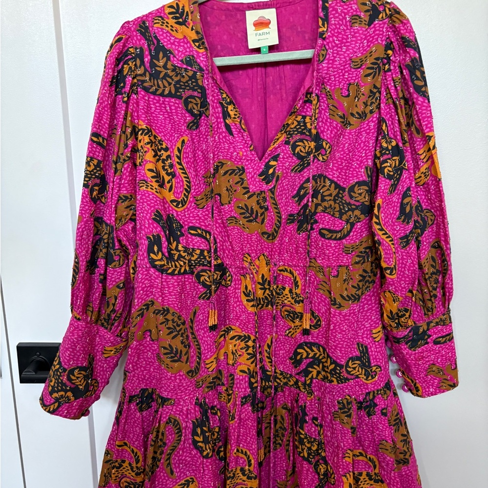 FARM Rio Pink and Orange Patterned Dress